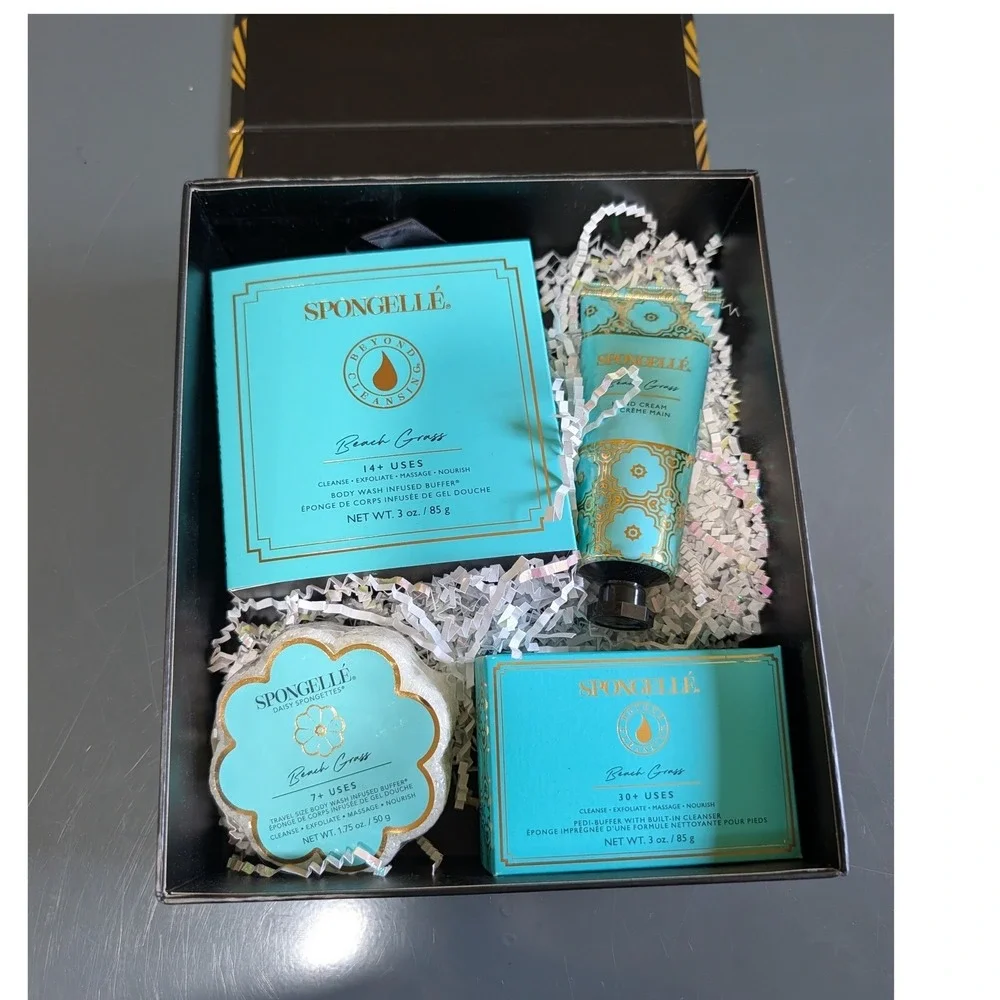 Spongelle Beach Grass Gift Set Body Buffer Spongette Pedi Buffer Hand Cream